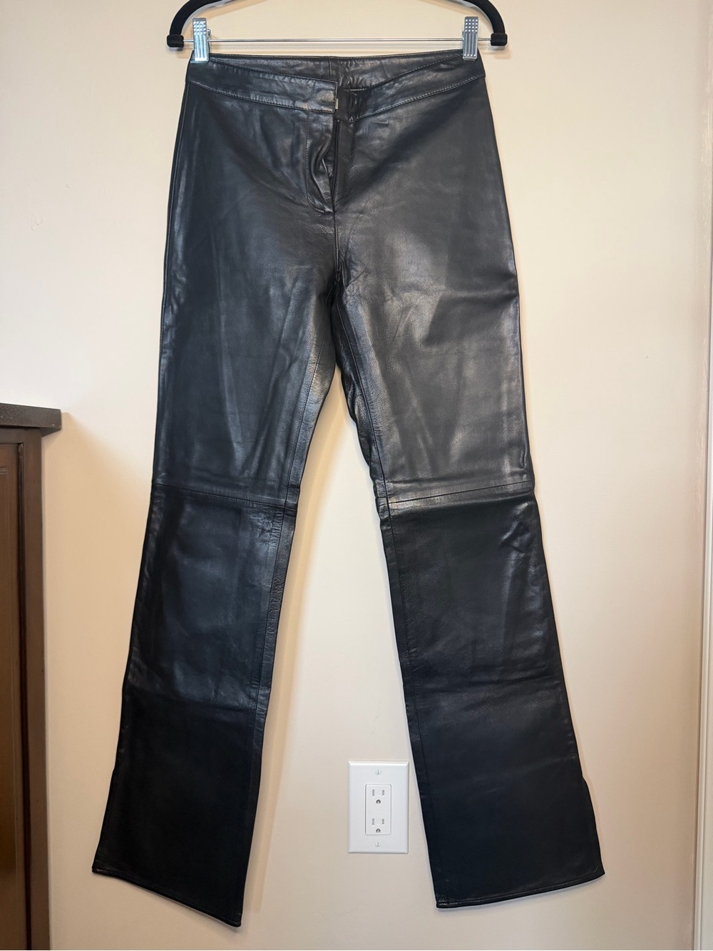 Cache Black Leather Pants with Satin Lining